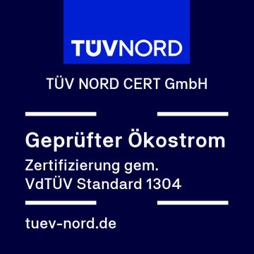 TÜV Nord Zertifizierung: Geprüfter Ökostrom gemäß VdTÜV Standard 1304
